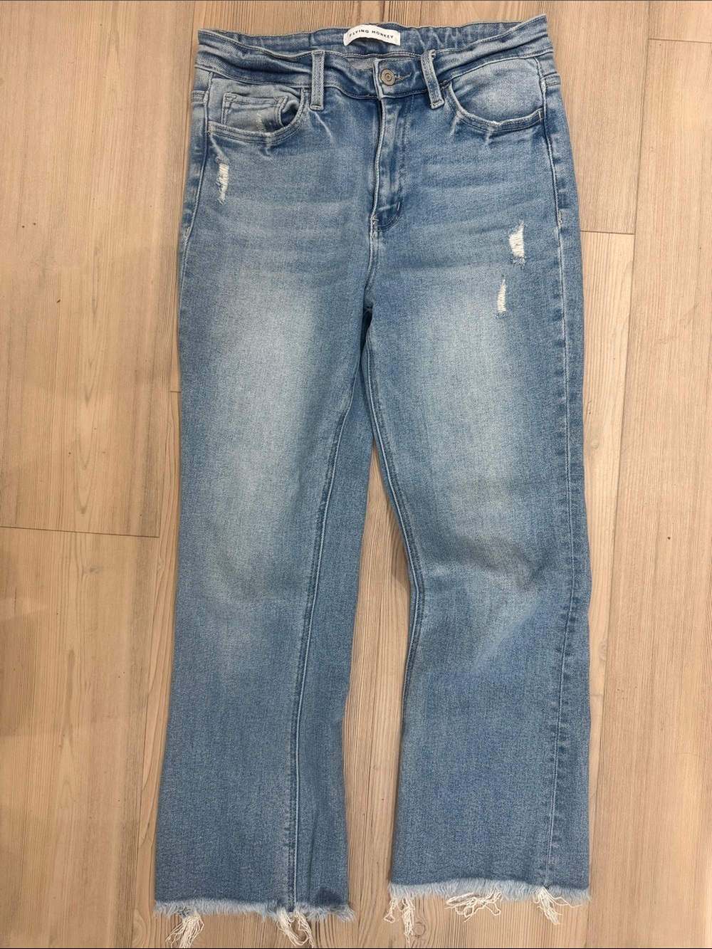 Flying Monkey Light Blue Distressed Straight-Leg Jeans - Picture 6 of 6